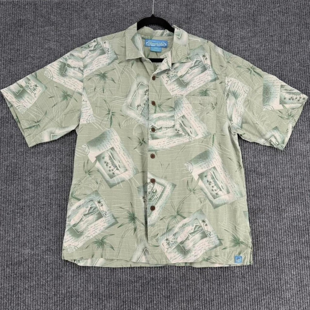 Vintage Bermuda Bay‎ silk Hawaiian shirt men's medium euro summer beachy